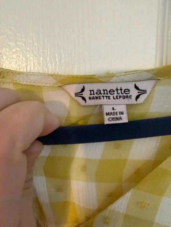 Nanette Lepore Yellow and White Gingham Button-Front Blouse - Picture 2 of 7
